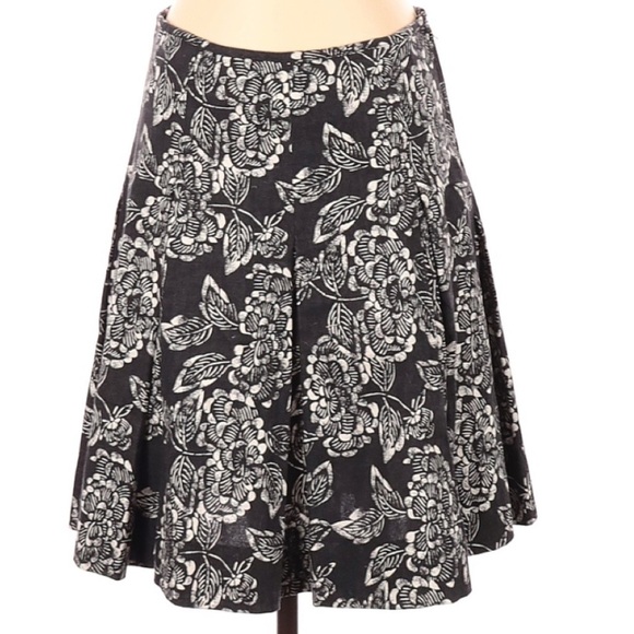 Club Monaco Floral Pleated Linen Skirt Size 0‎ - Picture 1 of 4